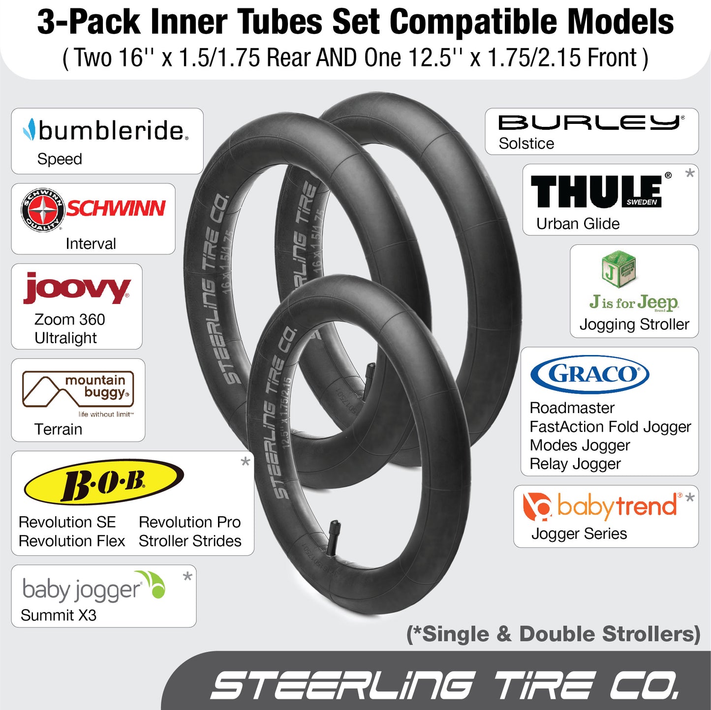 3-Pack HEAVY DUTY -3.5mm thickness- Inner Tubes Set