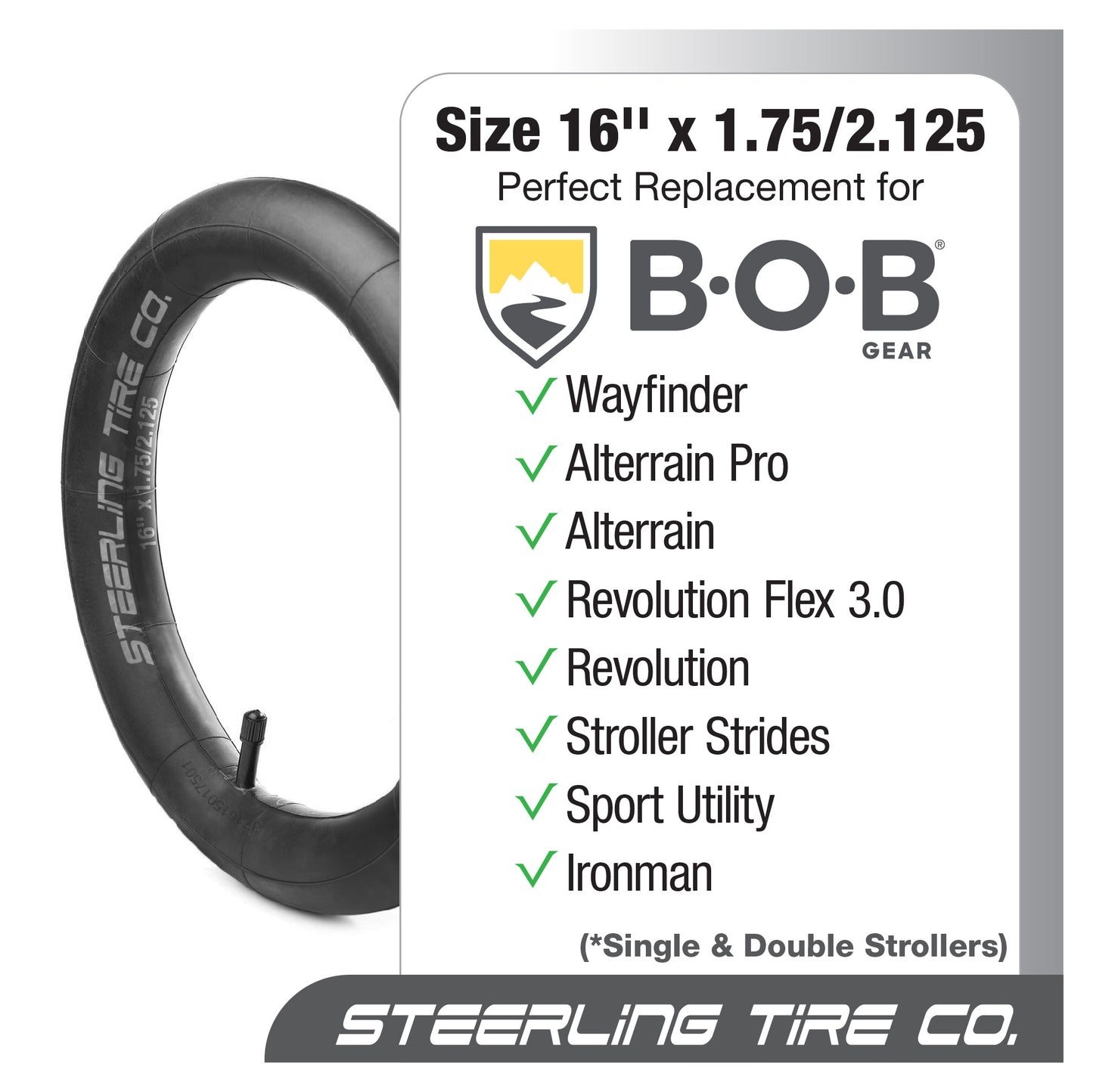 16 x 1.75 HEAVY DUTY Inner Tubes for Jogging Strollers