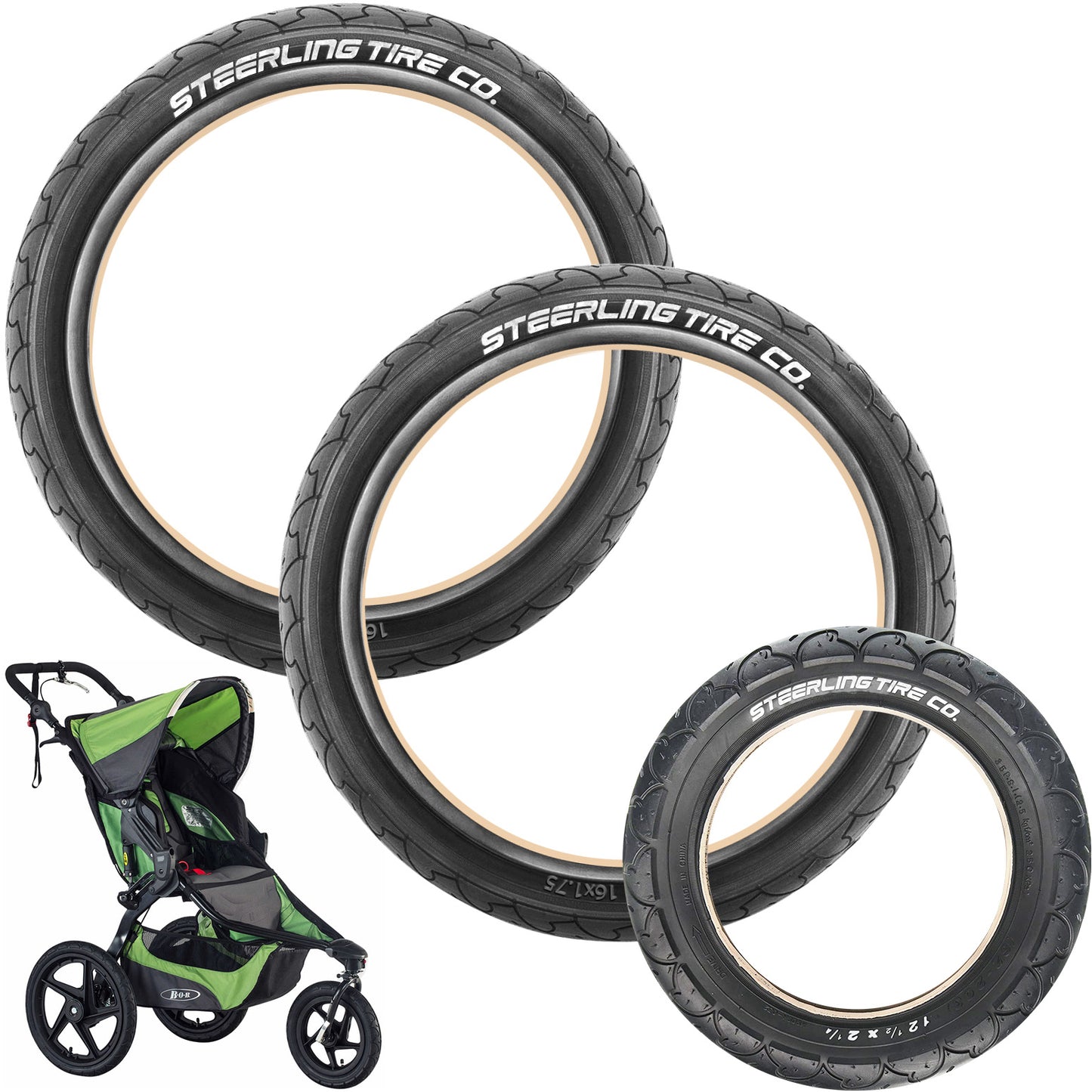 3-Pack Replacement Tire Set for Jogging Strollers